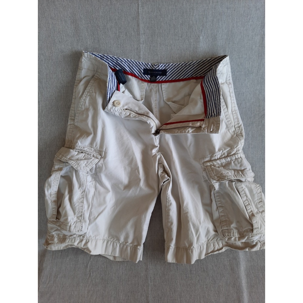 Tommy‎ Hilfiger Men's 33 Cargo Lined Stretch Short Zip Fly Pure Cotton Beige